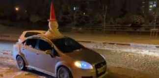 Otomobil Tavanında Kardan Adamla Şehir Turu Atan Adam otomobil-tavannda-kardan-adamla-ehir-turu-atan-adam