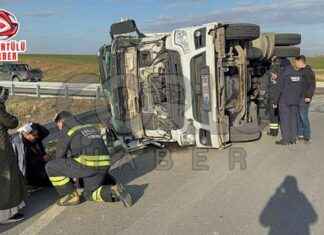 TIR Devrildi: Viraj Alınamadı, 1 Yaralı tr-devrildi-viraj-alnamad-1-yaral